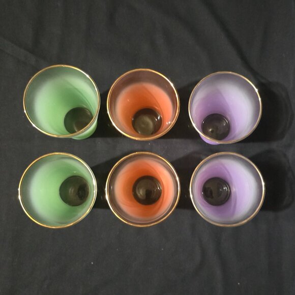 Vtg Blendo West Virginia Glass Specialty Pitcher Turquoise w 6x Flat Tumblers - Picture 7 of 8